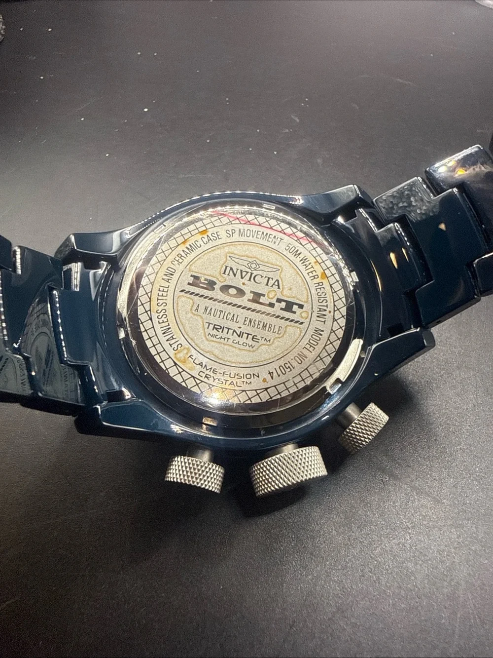 Invicta Bolt Model 15014 Rose Gold Dial Blue Band New Battery